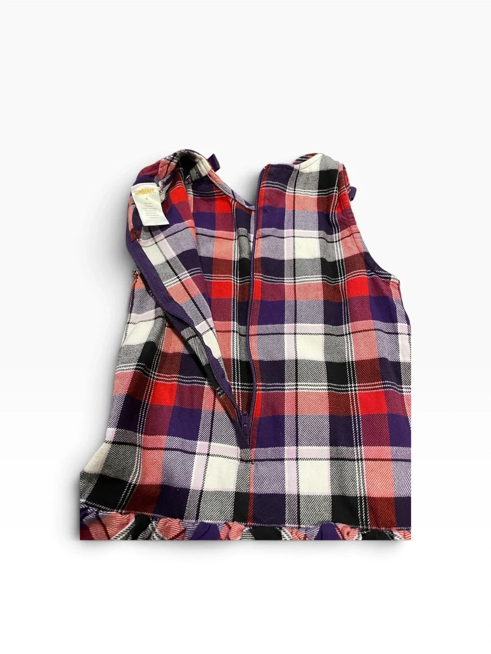 Gymboree Purple and Red Plaid Ruffle Hem Dress Size 4
